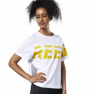 Reebok Meet You There Graphic T Shirt Damen - Weiß - DE 481-GHT